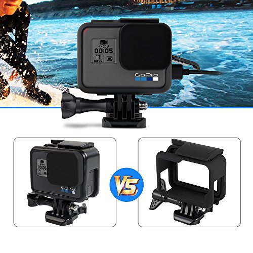 【Taisioner】GoPro HERO 5・GoPro HERO6 GoPro・HERO7 Black用 保護フレーム+シリコンレンズカバー 第二世代 スポーツカメラアクセサリー ブラック・グレー (ブラック（黒）)