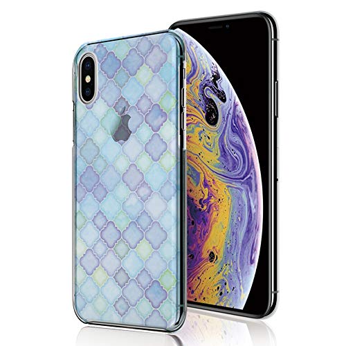 MIxUP iPhoneXs iPhoneX デザイン バック カバー ケース 簡単装着 衝撃吸収 PC ハードケース アイフォンXs アイフォンX iPhone Xs X 5.8 インチ おしゃれ かわいい 柄 タイル モロッカン ブルー MXP-ipX-3GRL-moro-BL