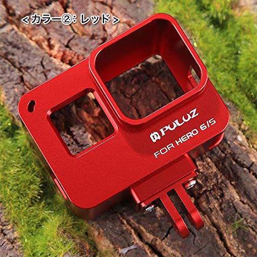 アルミニウム ハウジング ケース シェル 保護 アクションカメラ GoPro HERO7 Black 6 5 PULUZ (レッド)