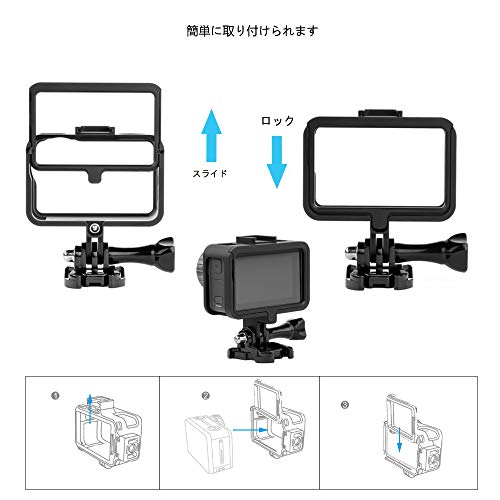 Tekcam DJI OSMO Action 保護フレームケース アルミ合金 ハウジングケース 耐衝撃 OSMOアクセサリー レンズ保護キャップ付き