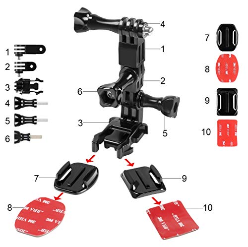 【Taisioner】GoPro HERO8 7 6 5 4 3+用 GoPro MAX用 ヘルメットマウントアクセサリー 自転車撮影用 バイク撮影用 (黒)