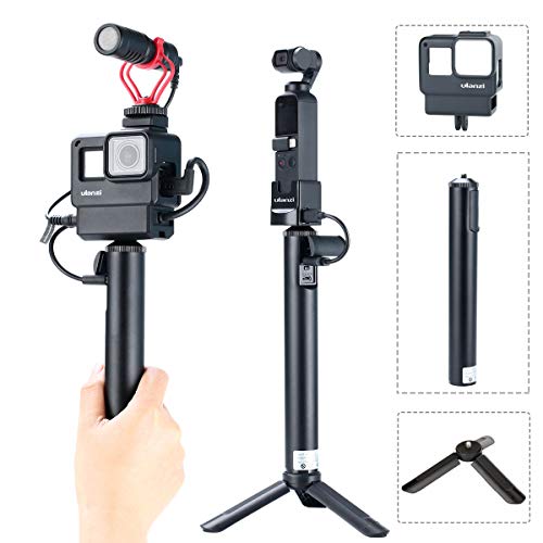 ハンドグリップ充電式+Ulanzi V2 gopro 保護ケース+ミニ三脚 Gopro/Osmo Pocket/Osmo Action用 一脚 5200mAh 自撮り棒 三脚マウント