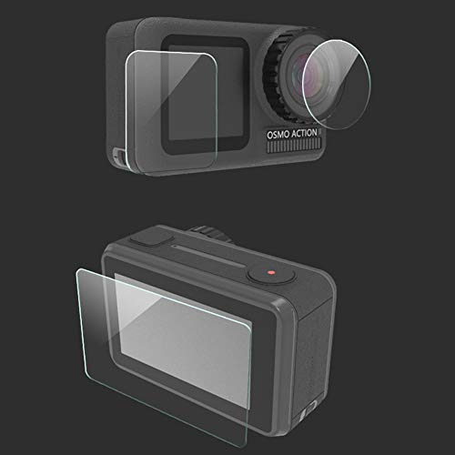 DJI OSMO Action フィルム Vikisda DJI OSMO Action 強化ガラスフィルム レンズ保護フィルムが含まる 国産ガラス素材 液晶保護フィルム 高透過率 耐指紋 撥油性 気泡レス飛散防止 表面硬度9H 超薄0.3mm 2.5D ウンドエッジ加工 DJI OSMO Action アクションカメラに対応 (1セット)