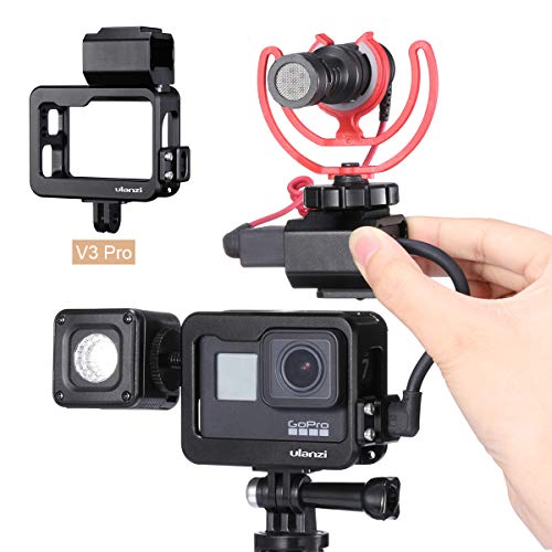 ULANZI V3 Pro Goproケースとライトスタンド用コールドシューズ+ GoPro Hero 7 6 5マイクマウント対応マイクマイクアダプターアクションカメラVlogアクセサリーキット