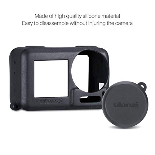 Ulanzi OA-3 DJI Osmo Action用 保護ケース アクションカメラ ケース ソフト 軽量 落下防止ソフトめっき ストラップ付き シリコーンケース 高品質シリコンケース 衝撃吸収カバー+3枚 レンズフィルム