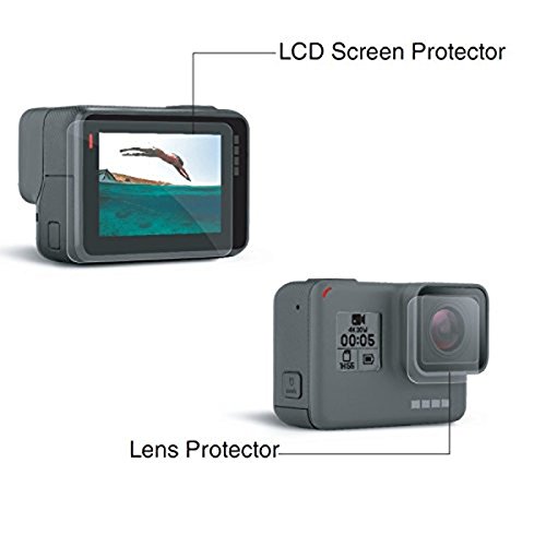 JUNIPA Gopro Hero 5 Black 専用 強化ガラス レンズ保護フィルム レンズプロテクター 防指紋 防水 カメラの部品 (保護フィルム)