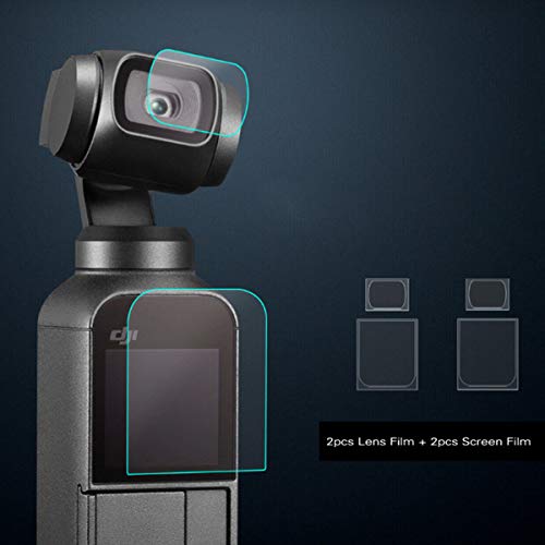 TUTUO DJI OSMO POCKET ガラスフィルム 液晶保護フィルム 日本製素材 指紋防止 硬度9H 耐衝撃 高感度 (メイン画面用*2枚とレンズ用*2枚)