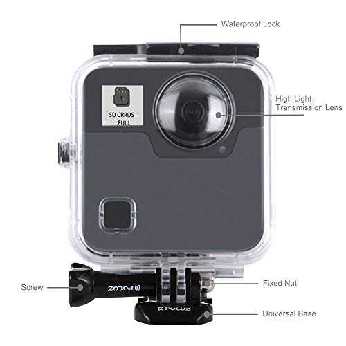 PULUZ GoPro Fusion用ハウジング 45m水中防水ケース 防塵、耐圧ハウジングダイビングケース、バックル＆ベーシックマウント＆ネジ付き 取付け簡単