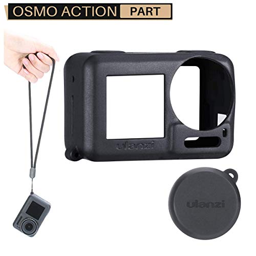 Ulanzi OA-3 DJI Osmo Action用 保護ケース アクションカメラ ケース ソフト 軽量 落下防止ソフトめっき ストラップ付き シリコーンケース 高品質シリコンケース 衝撃吸収カバー+3枚 レンズフィルム