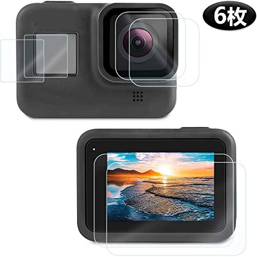 KONEE Gopro Hero8 Black フィルム 【6枚入り】レンズ保護 高透過率 硬度9H 超薄 液晶保護 貼り付け簡単 Gopro Hero8 Black ガラスフィルム