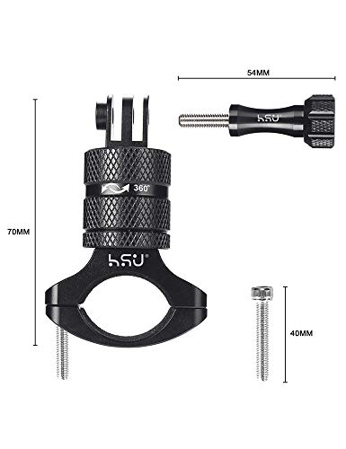 HSU ハンドルバー シートポスト カメラホルダー 360°回転 アルミ製品 自転車固定 GoPro Hero8/Max7/6/5/2018/4/3+などに対応 (ブラック)