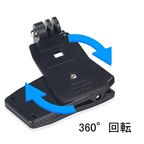 Nechkitter 360°回転式 クリップマウントRotary Clip Mount for GoPro(ゴープロ) Hero (2018) Fusion Hero 7 6 5 4 Session 3+ 3 2 1 Xiaomi Yi SJCAM などのスポーツカメラに対応