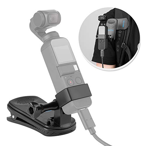 TELESIN DJI OSMO POCKET対応アダプター ブラケット + クリップ ストラップの固定ブラケット OSMOジンバルカメラ拡張アクセサリー (ブラック)