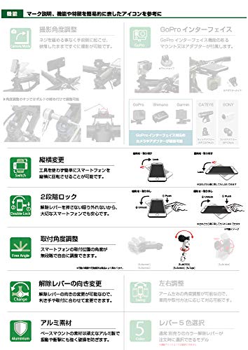 [REC MOUNT+ / レックマウントプラス] Moto マウント 5 クランプタイプ [R+Moto5BK](ブラック)「マウントのみ、別途 専用ケース必要」