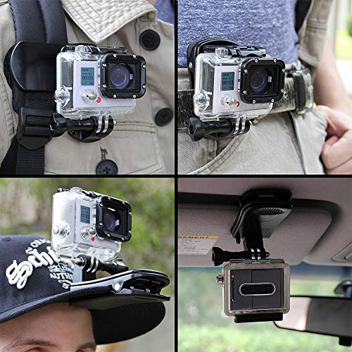 TEKCAM クリップマウント ゴープロ バックパッククリップ 360°回転式 アダプター付き Gopro ゴープロアクセサリー 2019最新作 優れたクランプ力 Crosstour Victure Muson Campark Apeman AKASO COOAU Apexcam Dbpower WIMIUSに適用 スポーツカメラに対応