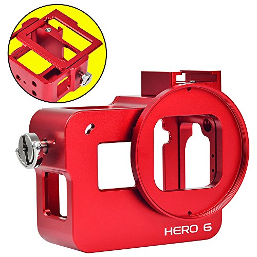 [MENGS] GP-104 アルミニウム 保護のハウジングケース 背面カバー付き,GoPro hero6 RED カメラ用(赤)