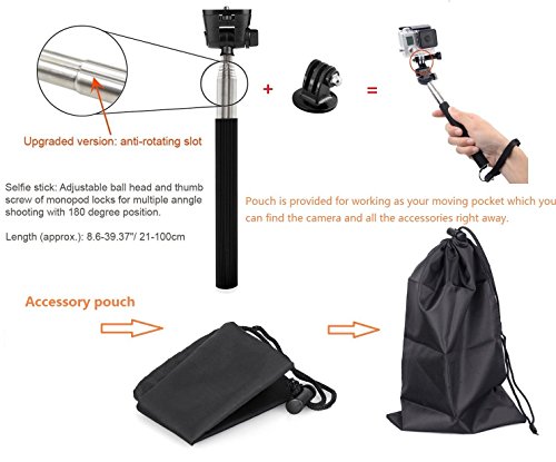 VVHOOY5in1通用アクションカメラアクセサリーキット GoPro、MUSON、AKASO、Vemico、SJCAM、APEMAN、DBPOWER、Camparkなど適用