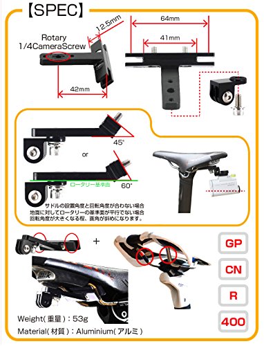 REC-MOUNTS  回転式サドルレールマウント Type2 45°Saddle Rail Mount 後方・側面撮影に Picatinny Rail Mount for パナソニック ウェアラブルカメラ HX-A1H/HX-A500用  (PS-030RHX-45)