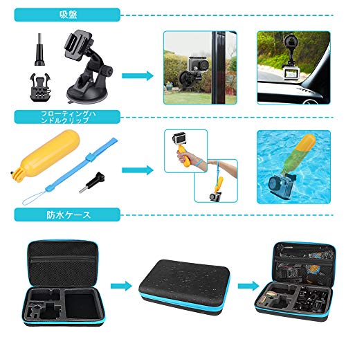 Vantop GoPro アクセサリーセット59-in-1 撮影用パーツGoPro Hero7 6 5 4 3+ 3 2 1, Hero Session, GoPro Fusion, Vantop, AKASO, APEMAN, アクションカメラ等に対応収納ケース付き