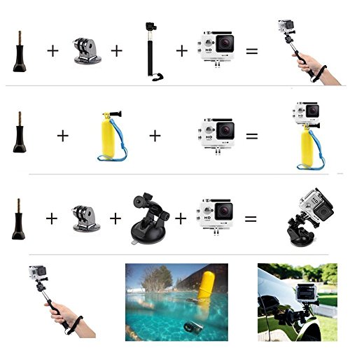 VVHOOY5in1通用アクションカメラアクセサリーキット GoPro、MUSON、AKASO、Vemico、SJCAM、APEMAN、DBPOWER、Camparkなど適用