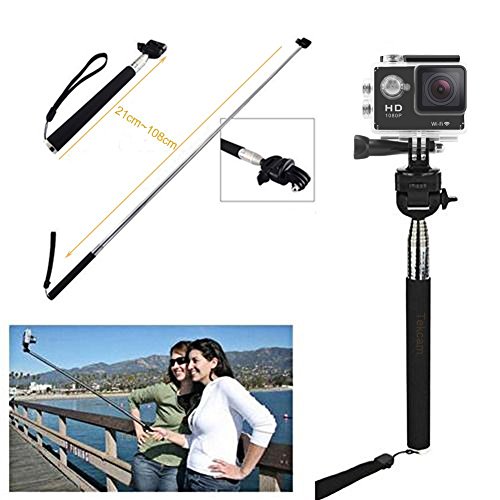 TEKCAM 6in1 GoProアクセサリセット スポーツカメラ撮影用パーツ GoPro MUSON Akaso Campark Apeman Dbpower Wimius SJCAM VEMICO EKENに適用 【自撮り棒＆フローティングハンドグリップ＆車載マウント（吸盤式）＆ヘッドベルトストラップマウント＆チェストベルトストラップマウント＆自転車、バイクなど用カメラホルダー】