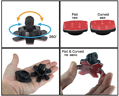 REC-MOUNTS 回転式粘着マウント タイプ1 Rotary Self-adhesive mount(接着式カーブ + 接着式フラットマウント)  for GoPro(ゴープロ)HEROシリーズ用 [REC-B51T1GP]