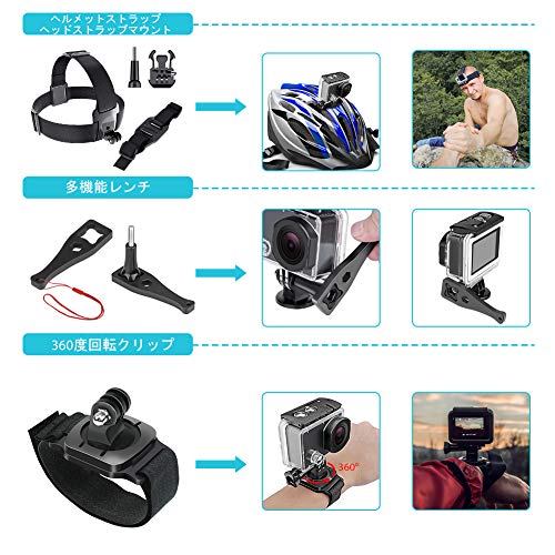 Vantop GoPro アクセサリーセット59-in-1 撮影用パーツGoPro Hero7 6 5 4 3+ 3 2 1, Hero Session, GoPro Fusion, Vantop, AKASO, APEMAN, アクションカメラ等に対応収納ケース付き