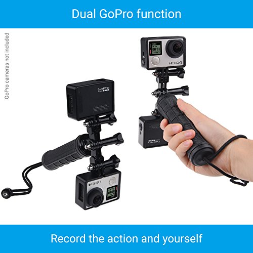 用安定 GoPro Heroグリップ デュアルマウント、三脚アダプター、ユニバーサルフォンホルダー付き ―同時に2つの異なるカメラアングルでビデオを録画、安定したショット写真、自撮り (ハンドグリップ + デュアルマウント + 三脚アダプター + フォンホルダー, Gopro Hero 4 Session Black Silver Hero+ LCD 3+ 3 2 1)