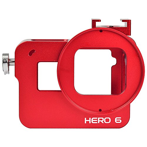 [MENGS] GP-104 アルミニウム 保護のハウジングケース 背面カバー付き,GoPro hero6 RED カメラ用(赤)