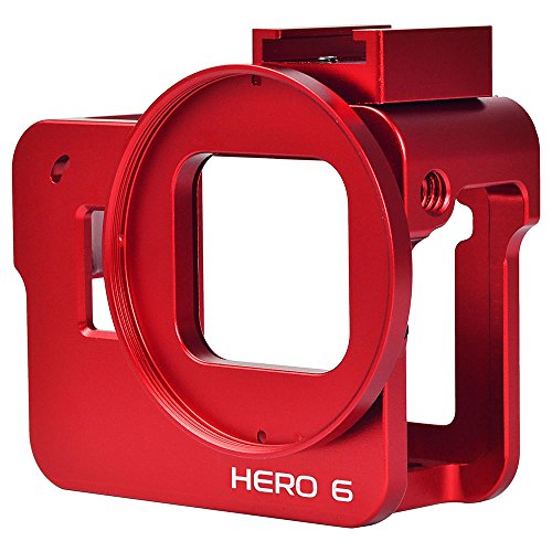 [MENGS] GP-104 アルミニウム 保護のハウジングケース 背面カバー付き,GoPro hero6 RED カメラ用(赤)