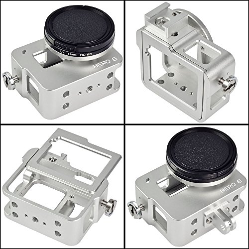 [MENGS] GP-102 アルミニウム 保護のハウジングケース 背面カバー付き,GoPro hero6 Blackカメラ用(銀)