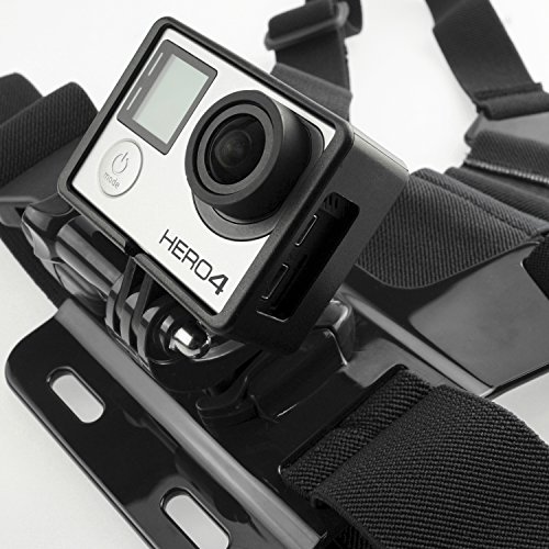 GoPro チェストマウントハーネス、CamKix製 / GoPro Hero4, Hero3+, Hero3, Hero2, and Hero カメラに互換性があるアジャスタブルチェストストラップ - J-フック 1ヶ、つまみねじ 1ヶ、CamKix ドローストリング収納袋も含まれています (黒)