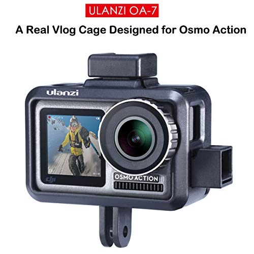 ULANZI Osmo Actionハウジングケースプロティクティブフレーム付きコールドシューユニバーサルアクションカメラインターフェース拡張Vlogアクセサリー用DJI OSMOアクション