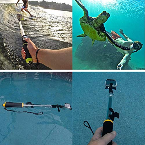 TEKCAMカメラ防水自撮り棒 セルカ棒 スポーツアクションカメラ用 アクセサリー 透明材料 GOPRO Akaso Campark Apeman Dbpower MUSON Wimius SJCAM VEMICO EKEN適用 錆付かない 伸縮可能