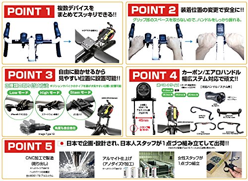 REC-MOUNTS(レックマウント) スマートフォン コンボ マウント 両持ちナロータイプ (ミノウラ製 iHホルダー付属モデル,下部アダプター付) [MINOURA3-Narrow+GP]