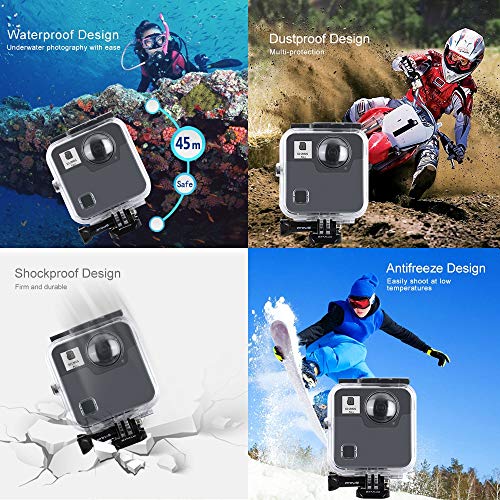 PULUZ GoPro Fusion用ハウジング 45m水中防水ケース 防塵、耐圧ハウジングダイビングケース、バックル＆ベーシックマウント＆ネジ付き 取付け簡単