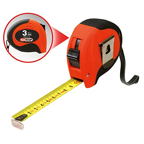 【Amazon.co.jp 限定】KS TOOLS ロック装置とベルトクリップ 黒 赤 5M 19ミリメートルとの巻尺 Tape measure with locking device and belt clip black red 5m 19mm 300.0114