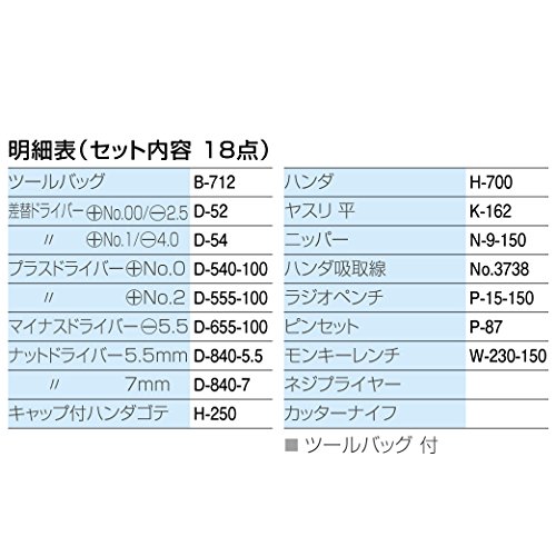 ホーザン(HOZAN) 工具セット 入組18点  工場、学校、研究所の備品や家庭でのDIY、車載工具、防災用に S-310