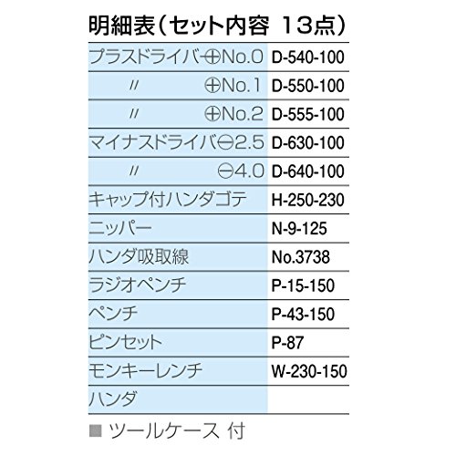 ホーザン(HOZAN) 工具セット 入組13点 ハンダゴテ230Ｖ 備品や家庭でのDIY、車載工具、防災用に S-35-230