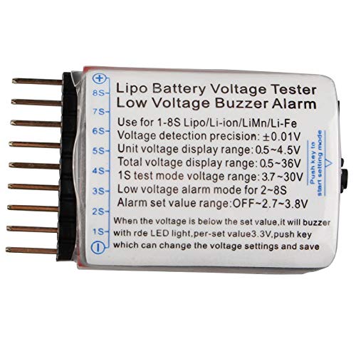 1-8Sリポ/リチウムイオン/ 鉄のバッテリ電圧 2 IN1テスター低電圧ブザー警報 ブザーアラーム(2個)