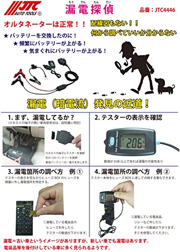 JTC 漏電探偵 電気関系 漏電 暗電流 バッテリー上がり リーク 特殊工具 テスター 診断 OBDIIJTC4446