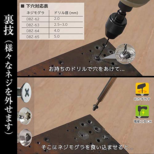 エンジニア ネジモグラ ネジ外し用ビット【潰れた六角穴付ネジ(対辺2.5-3mm)対応】 DBZ-63