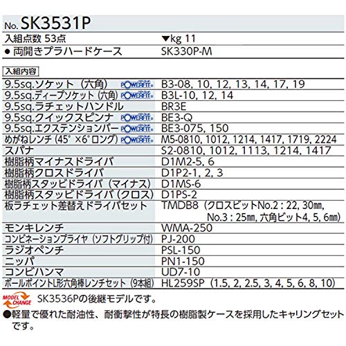 KTC(ケーテーシー) ツールセット 工具セット (両開きプラハードケースタイプ) SK3531P