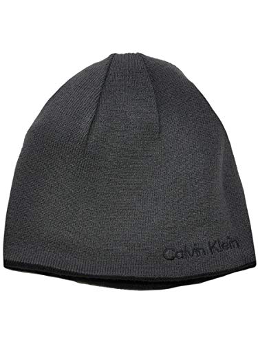 [Calvin Klein(カルバンクライン)] ck Calvin Klein Jeans カルバンクライン メンズ リバーシブル ニット 帽子 ニット帽 ニットキャップ ロゴ ブラック/グレー [並行輸入品]