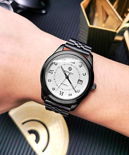 BINLUN ステンレス鋼時計ベルトウォッチベルト交換ベルト腕時計バンド両開きタイプ防水性2色ブラック、シルバー18ミリメートル、20ミリメートル、22ミリメートル、24ミリメートル、26ミリメートルとバタフライクラスプ
