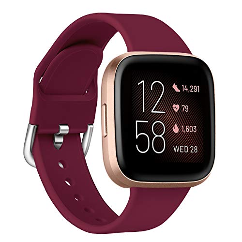 【3 PACK】VICARA for Fitbit Versa 2/Fitbit Versa バンド for Fitbit Versa2 交換用ベルト 柔らかい シリコン フィットビットVersa 2（ブラック/白い/ワインレッド）