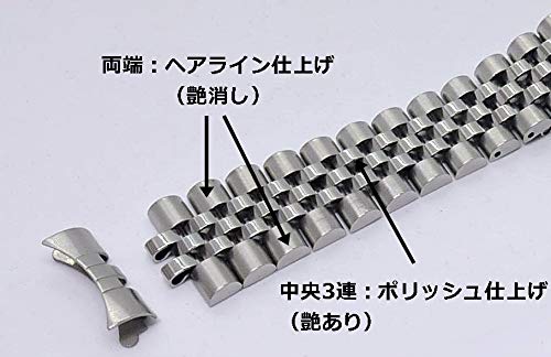 [BASIS+] 腕時計 ベルト 弓カン 5連 ジュビリー ブレスレット ステンレス 交換 バンド (b. シルバー，20mm)