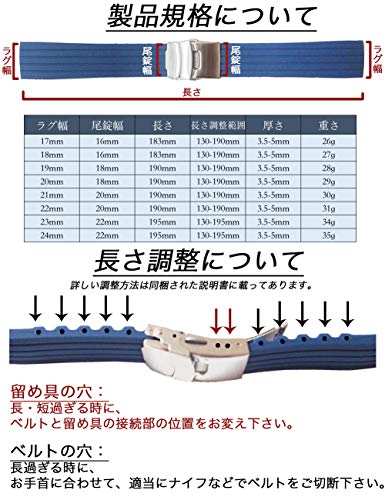 Reinherz 時計バンド 腕時計ベルト シリコン 22mm ブラック+銀留め具 銀留め具 ゴム ラバー 撥水 タイピングできる留め具 柔軟肌ざわり 運動 水泳 高級 汎用 工具 バネ棒 説明書(22mm ブラック+銀留め具)