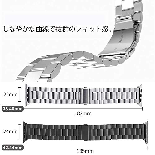 apple watch バンド アップルウォッチ ステンレス Series1 Series2 Series3 Series4 Series5 ベルト交換 おしゃれ 40mm / 38mm ブラック 129