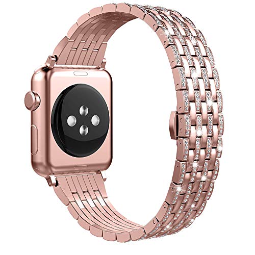 Apple Watch 1/2/3/4/5バンド 交換用 アップルウォッチ 1/2/3/4/5 バンド ステンレス 高級感 快適なデザイン 簡単取付 簡単調節 アップルウォッチ スマート ウォッチ 対応 交換 バンド(ローズゴールド|38mm 40mm)